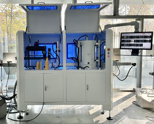 Un bon prix. Bouteilles d'huile machine d'inspection de la vision par IA 11 caméras entièrement automatisées Derniers algorithmes d'IA pour le contrôle de la qualité des bouteilles en ligne